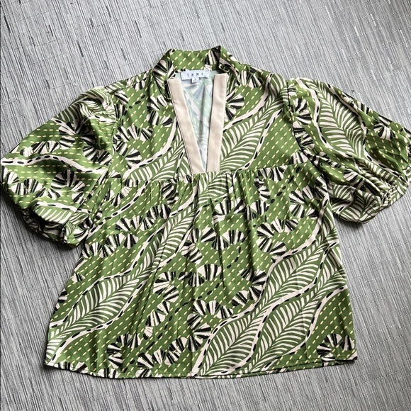 THML Tops - THML Green Leaf Print Blouse